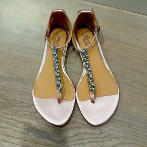 Jewel Badgley Mischka Light Blush Pink Embellished Sandals